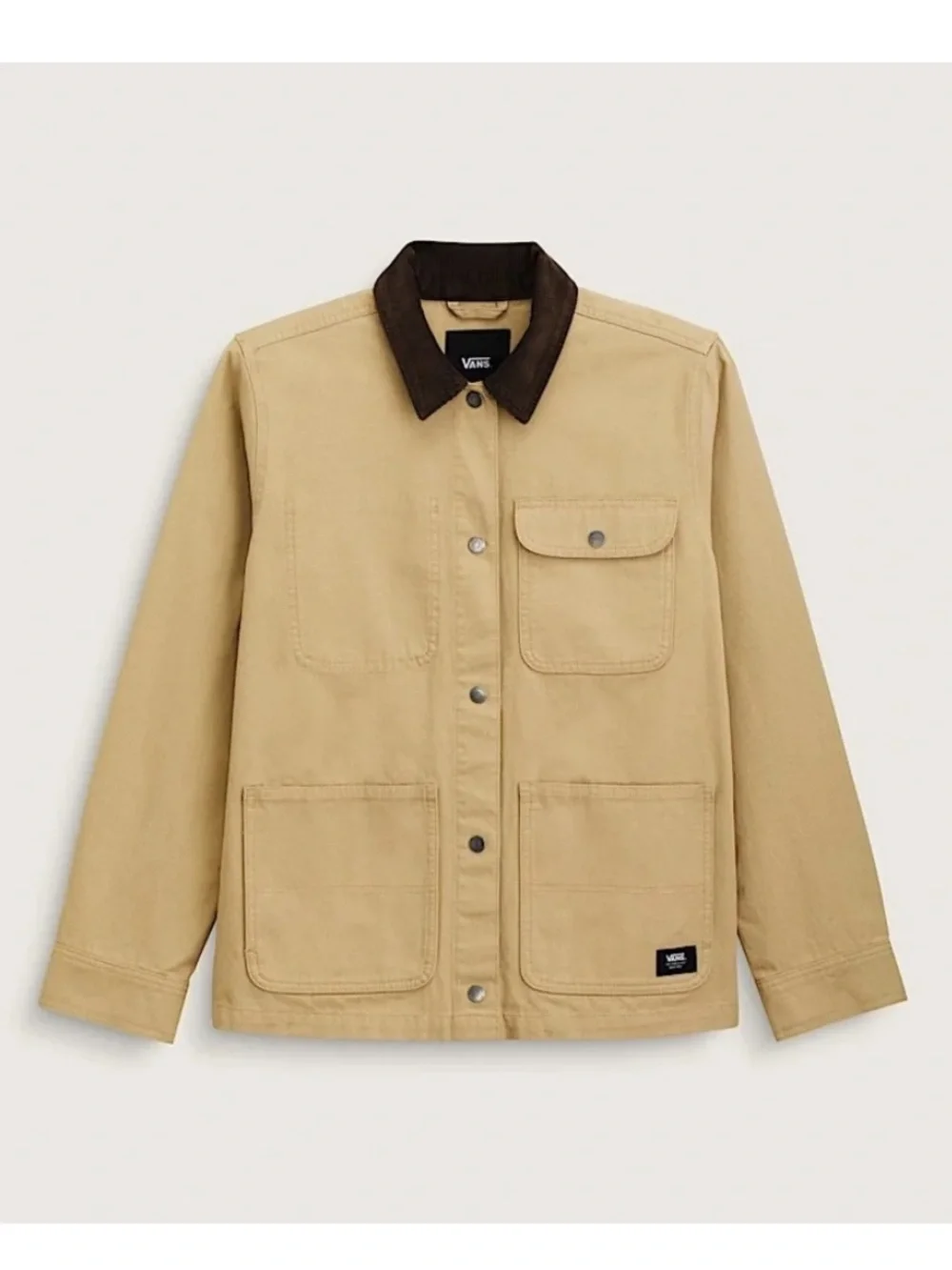 Vans Taupe Canvas Drill Chore Coat with Dark Brown Corduroy Collar - Picture 8 of 8